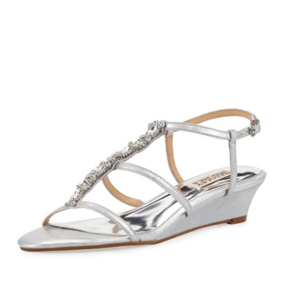 Badgley Mischka Carley II Silver Wedge Sandal - Picture 1 of 1